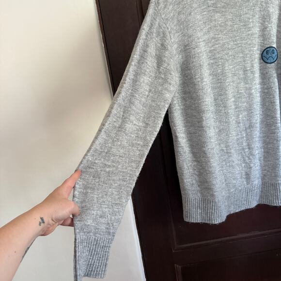 EDWIN Jeans | Heather Gray Melange Crewneck Sweater with Patch | Small - Picture 3 of 6